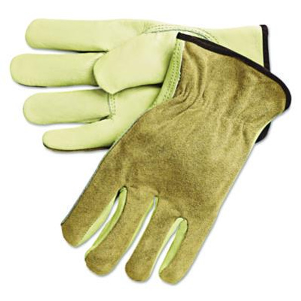 Dual Leather Industrial Gloves, Gunn Cut, Keystone Thumb, Large, Cream/Russet, 12 Pairs