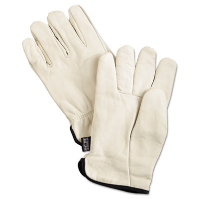 Premium Grade Leather Insulated Driver Gloves, Fleece Lining, Gunn Cut, Straight Thumb, X-Large, Cream, 12 Pairs