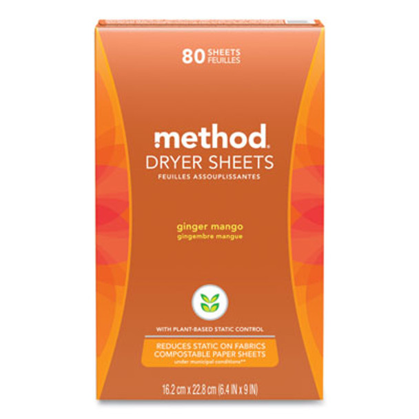 Dryer Sheets, Ginger Mango, 80/Box, 6 Boxes/Carton
