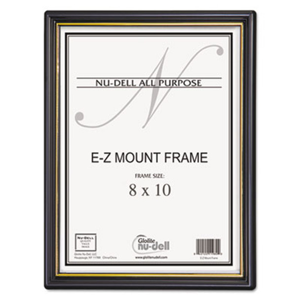 Ez Mount Document Frame With Trim Accent And Plastic Face, Plastic, 8 X 10, Black/Gold