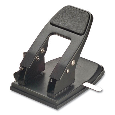 50-Sheet Heavy-Duty Two-Hole Punch With Padded Handle, 1/4" Holes, Black