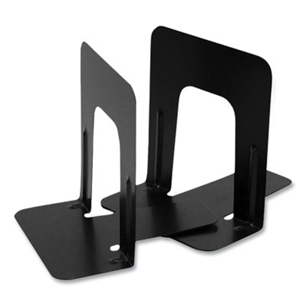 Steel Bookends, Nonskid Base, 4.75 x 5.13 x 5, Black, Pair
