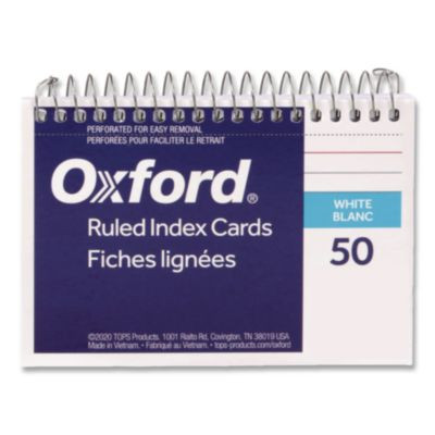 Spiral Index Cards, Ruled, 4 X 6, White, 50/Pack
