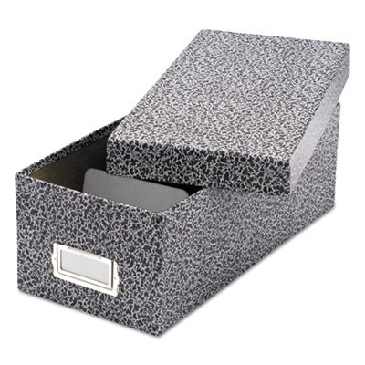 Reinforced Board Card File, Lift-Off Cover, Holds 1,200 3 X 5 Cards, 5.13 X 11 X 3.63, Black/White