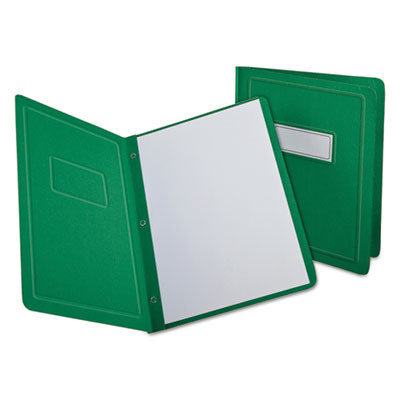 Title Panel And Border Front Report Cover, Three-Prong Fastener, 0.5" Capacity, 8.5 X 11, Light Green/Light Green, 25/Box
