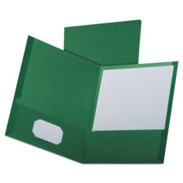 Linen Finish Twin Pocket Folders, 100-Sheet Capacity, 11 X 8.5, Hunter Green, 25/Box