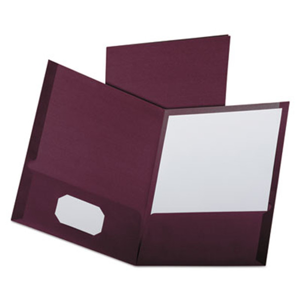 Linen Twin-Pocket Folder, Accommodates (100) 11 x 8.5 Sheets, Burgundy, 25/Box