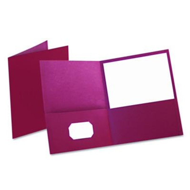 Twin-Pocket Folder, Embossed Leather Grain Paper, 0.5" Capacity, 11 X 8.5, Burgundy, 25/Box