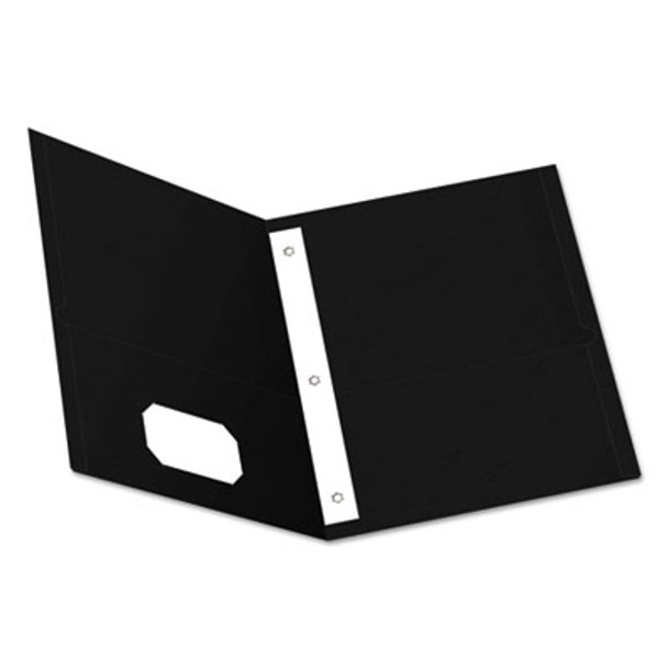 Twin-Pocket Folders With 3 Fasteners, 0.5" Capacity, 11 X 8.5, Black 25/Box