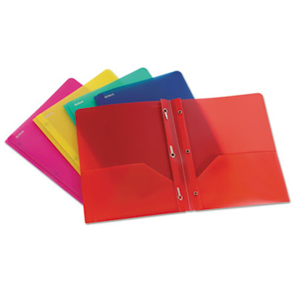 Two-Pocket Portfolio, Tang Fastener, 0.5" Capacity, 11 X 8.5, Assorted Colors, 25/Box