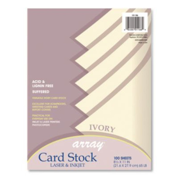 Array Card Stock, 65 Lb Cover Weight, 8.5 x 11, Ivory, 100/Pack