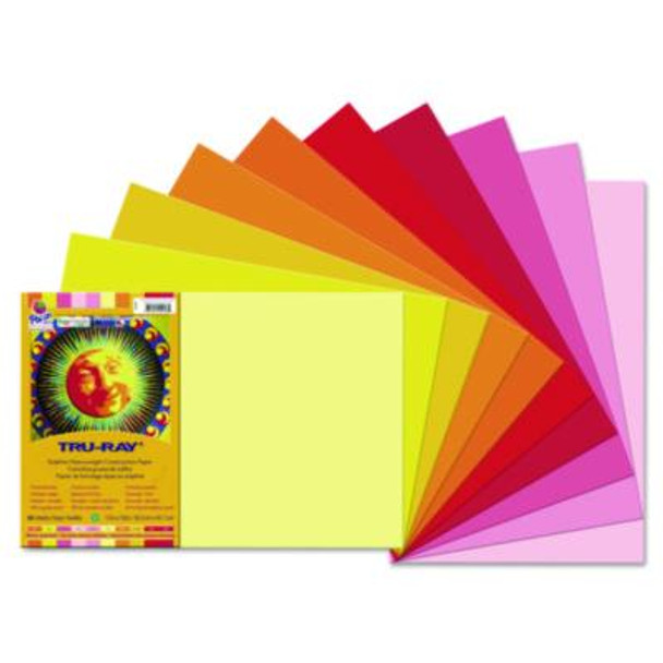 Tru-Ray Construction Paper, 76 Lb Text Weight, 12 x 18, Assorted Cool/Warm Colors, 25/Pack
