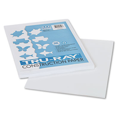 Tru-Ray Construction Paper, 76 Lb Text Weight, 9 x 12, White, 50/Pack