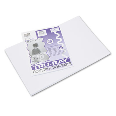 Tru-Ray Construction Paper, 76 Lb Text Weight, 12 x 18, White, 50/Pack