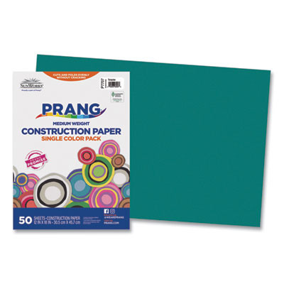 Sunworks Construction Paper, 50 Lb Text Weight, 12 x 18, Turquoise, 50/Pack