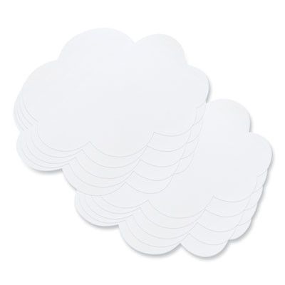 Self Stick Dry Erase Clouds, Laminated Foam Surface, 7" x 10", White, 10/Pack