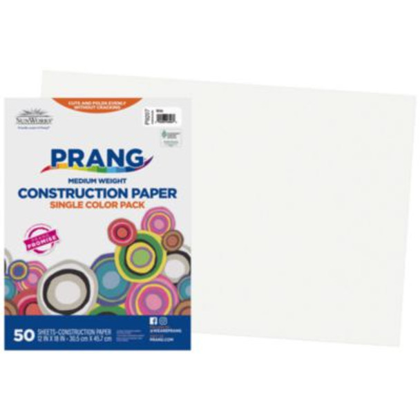 Sunworks Construction Paper, 50 Lb Text Weight, 12 x 18, White, 50/Pack, 25 Packs/Carton
