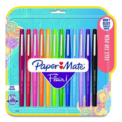 Point Guard Flair Felt Tip Porous Point Pen, Stick, Medium 0.7 Mm, Assorted Ink And Barrel Colors, 12/Pack