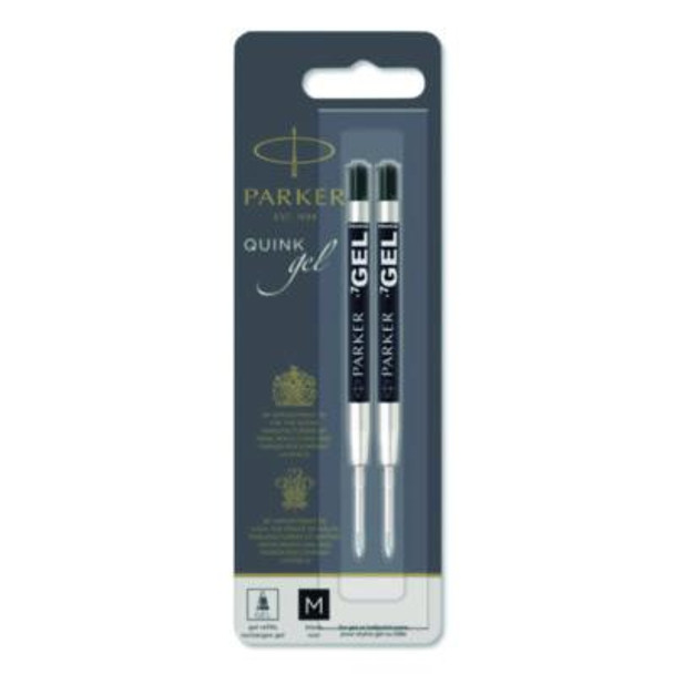 Refill For Parker Retractable Gel Ink Roller Ball Pens, Medium Conical Tip, Black Ink, 2/Pack