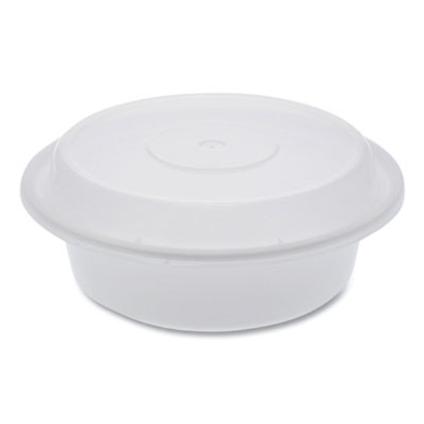 Newspring Versatainer Microwavable Containers, Round, 16 Oz, 6 x 6 x 1.5, White/Clear, Plastic, 150/Carton