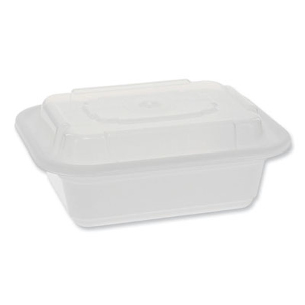 Newspring Versatainer Microwavable Containers, Rectangular, 12 Oz, 4.5 x 5.5 x 2.12, White/Clear, Plastic, 150/Carton