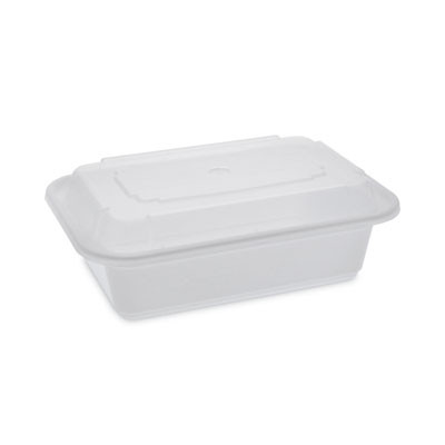 Newspring Versatainer Microwavable Containers, 24 Oz, 7.4 x 5 x 2.5, White/Clear, Plastic, 150/Carton