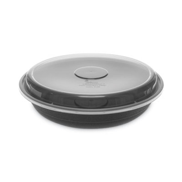 Earthchoice Versa2Go Microwaveable Container, 46 Oz, 9 x 9 x 1.7, Black/Clear, Plastic, 150/Carton