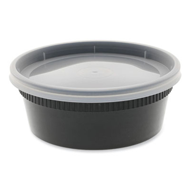 Newspring Delitainer Microwavable Container, 8 Oz, 4.55 x 4.55 x 1.8, Black/Clear, Plastic, 240/Carton