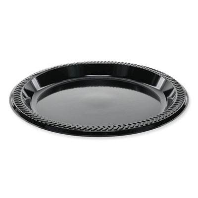 Meadoware Impact Plastic Dinnerware, Plate, 8.9" Dia, Black, 400/Carton