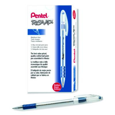 R.s.v.p. Ballpoint Pen, Stick, Medium 1 Mm, Blue Ink, Clear/Blue Barrel, Dozen