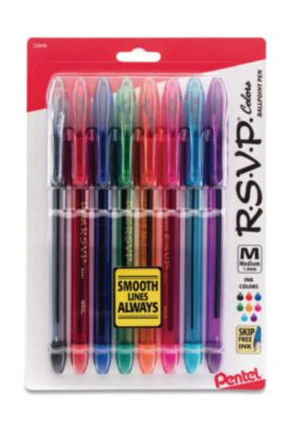 R.s.v.p. Ballpoint Pen, Stick, Medium 1 Mm, Assorted Ink And Barrel Colors, 8/Pack