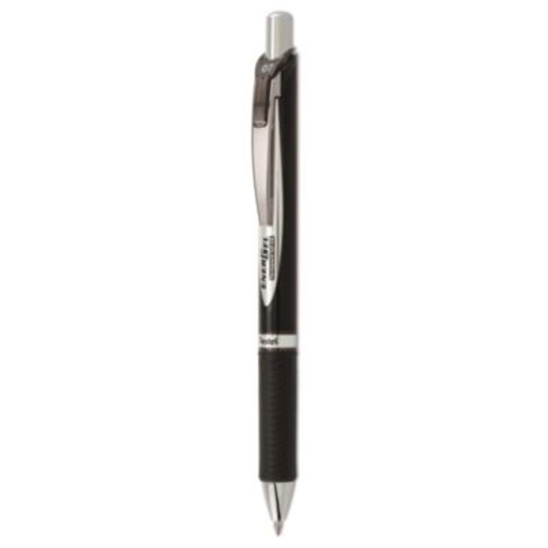 Energel Pro Permanent Ink Hybrid Gel Pen, Retractable, Medium 0.7 Mm, Black Ink, Black Barrel