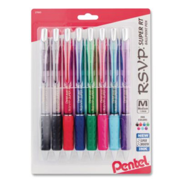 R.s.v.p. Super Rt Ballpoint Pen, Retractable, Medium 1 Mm, Assorted Ink And Barrel Colors, 8/Pack