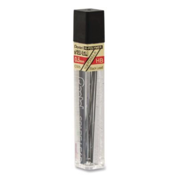 Super Hi-Polymer Lead Refills, 0.5 Mm, Hb, Black, 12/Tube