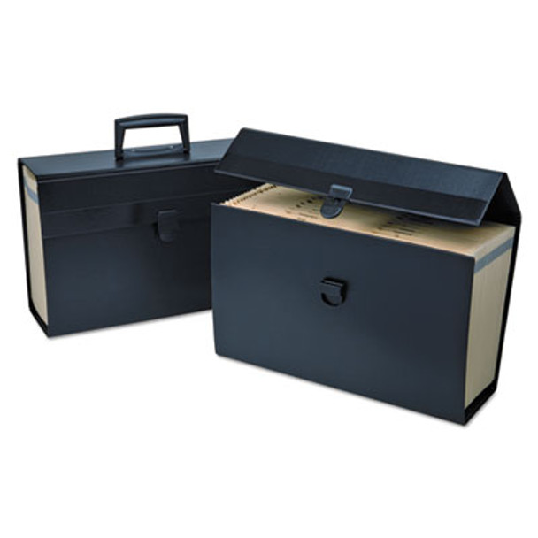 Letter/Legal Expanding Organizer, 15" Expansion, 19 Sections, Buckle Closure, 1/5-Cut Tabs, Legal Size, Black