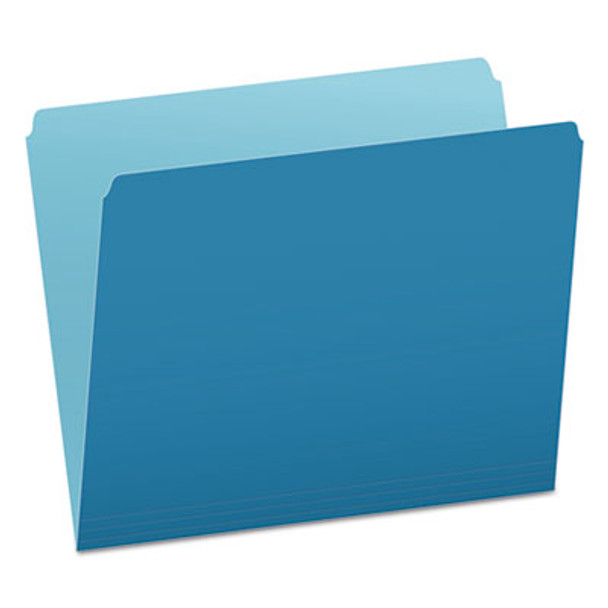 Colored File Folders, Straight Tabs, Letter Size, Blue/Light Blue, 100/Box