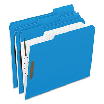 Colored Classification Folders, 1/3-Cut Tab: Assorted, 2 Embossed Fasteners, Letter Size, Blue, 50/Box