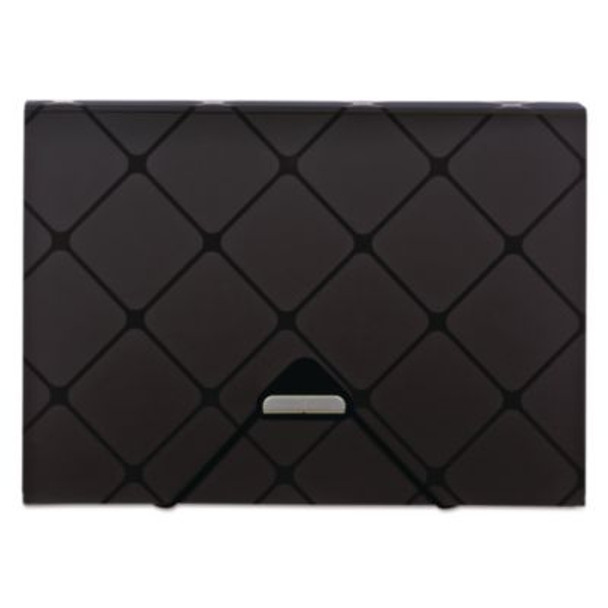 Poly Expanding File, 1.5" Expansion, 13 Sections, Cord/Hook Closure, 1/12-Cut Tabs, Letter Size, Black