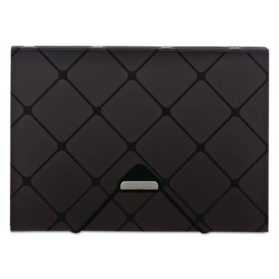 Poly Expanding File, 1.5" Expansion, 13 Sections, Cord/Hook Closure, 1/12-Cut Tabs, Letter Size, Black