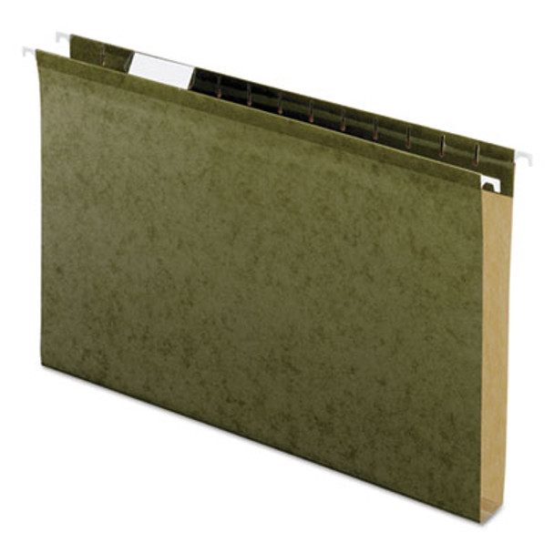 Extra Capacity Reinforced Hanging File Folders With Box Bottom, 1" Capacity, Legal Size, 1/5-Cut Tabs, Green, 25/Box