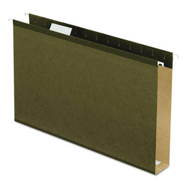 Extra Capacity Reinforced Hanging File Folders With Box Bottom, 2" Capacity, Legal Size, 1/5-Cut Tabs, Green, 25/Box