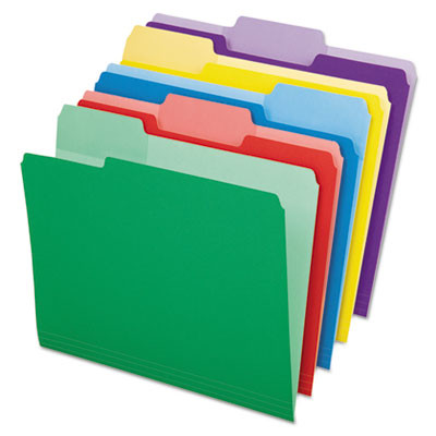 File Folders With Erasable Tabs, 1/3-Cut Tabs: Assorted, Letter Size, Assorted Colors, 30/Pack