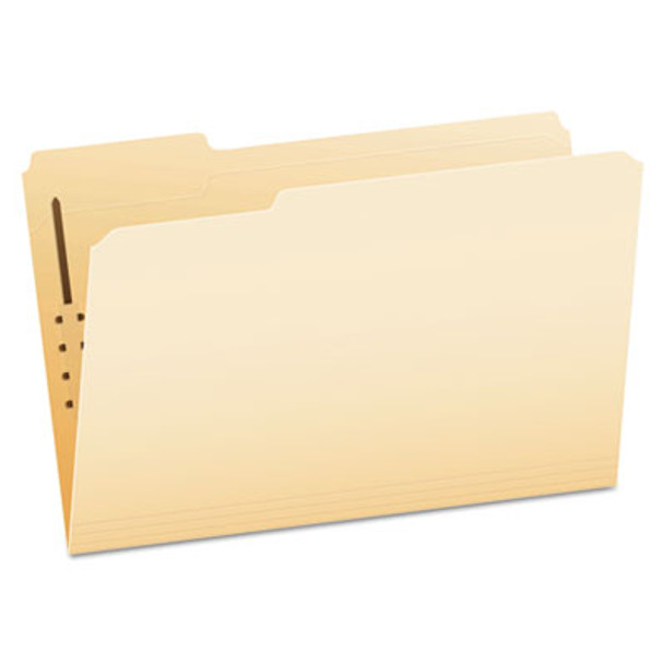 Manila Fastener Folders, 1/3-Cut Tabs, 1 Fastener, Legal Size, Manila Exterior, 50/Box