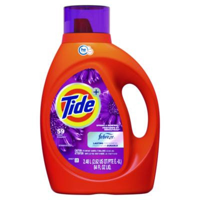 Plus Febreze He Liquid Laundry Detergent, Spring And Renewal Scent, 84 Oz Bottle