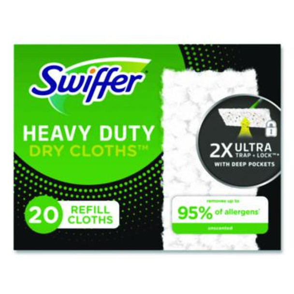 Heavy-Duty Dry Refill Cloths, 10.3 x 7.8, White, 20/Pack, 4 Packs/Carton