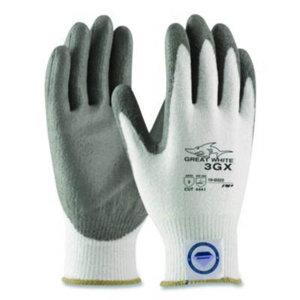 Great White 3Gx Seamless Knit Dyneema Diamond Blended Gloves, En388: 4542, X-Large, White/Gray, Pair
