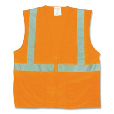 Ansi Class 2 Two-Pocket Zipper Mesh Safety Vest, Polyester Mesh, X-Large, Orange