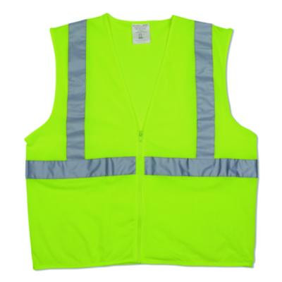 Zipper Safety Vest, Polyester Mesh, Large, Hi-Viz Lime Yellow