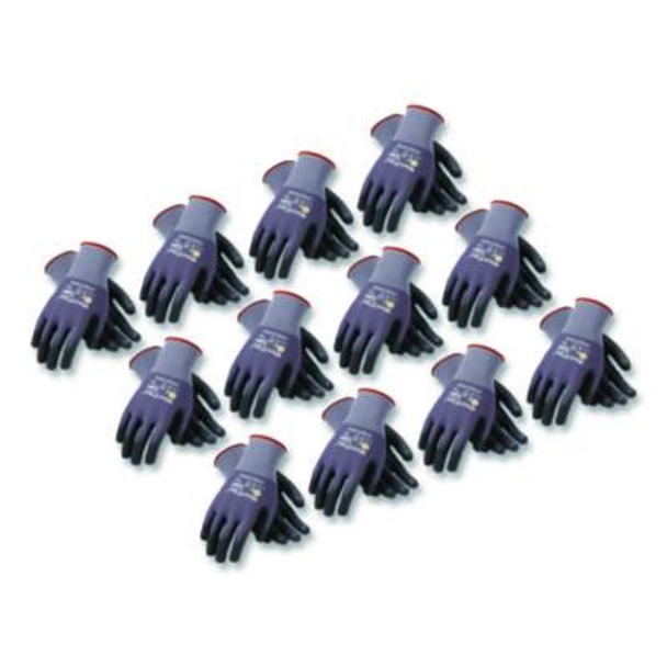 Ultimate Seamless Knit Nylon Gloves, Nitrile Microfoam Grip: Palm/Fingers, En388: 4131, X-Large, Gray, 12 Pairs