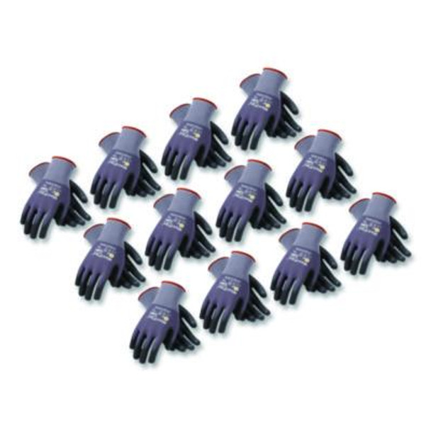 Ultimate Seamless Knit Nylon Gloves, Nitrile Microfoam Grip: Palm/Fingers/Knuckles, En388: 4131, Large, Gray, 12 Pairs